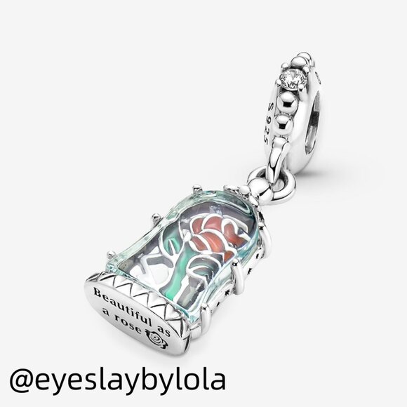 Pandora Disney Beauty and the Beast Enchanted Rose Dangle Charm - Picture 3 of 6